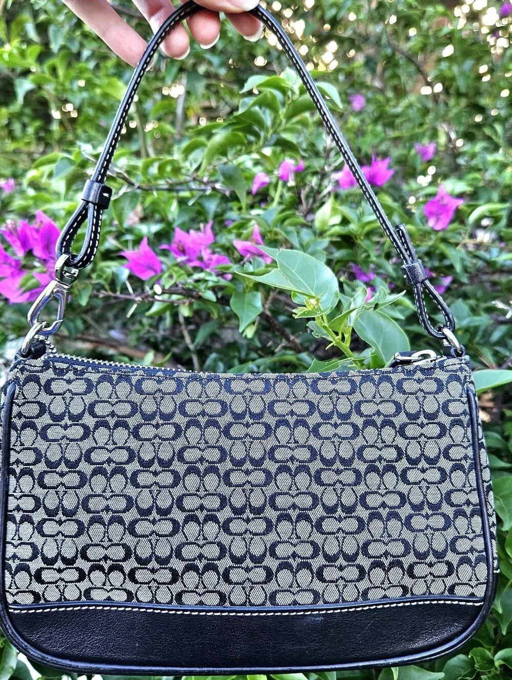 Coach 6622 Micro Signature Demi Black Gray Shoulder Bag Y2K Vintage